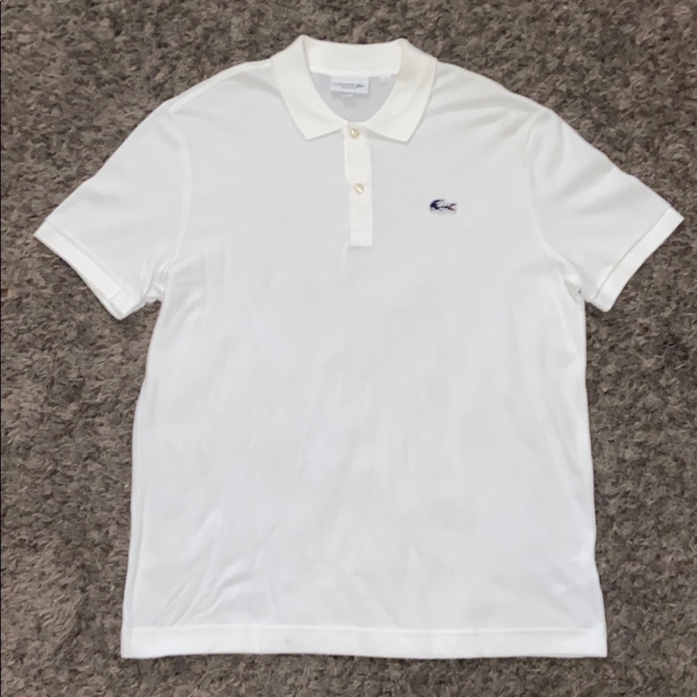 All White Collared Lacoste Shirt